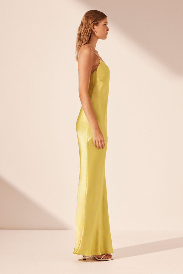 SOFIA SPLICED MAXI DRESS - LIME_S