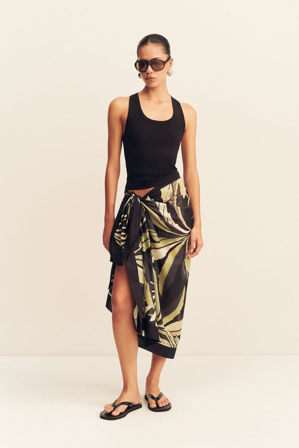 CELINA COTTON VOILE SARONG- PISTACHIO/BLACK_F