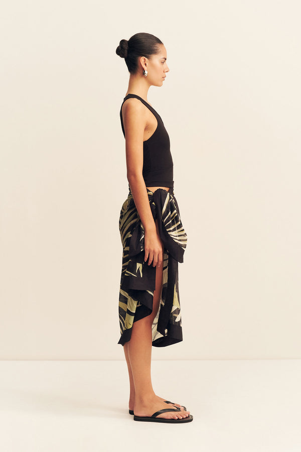 CELINA COTTON VOILE SARONG- PISTACHIO/BLACK