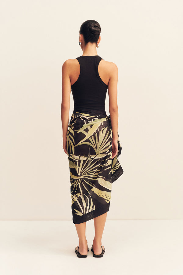 CELINA COTTON VOILE SARONG- PISTACHIO/BLACK