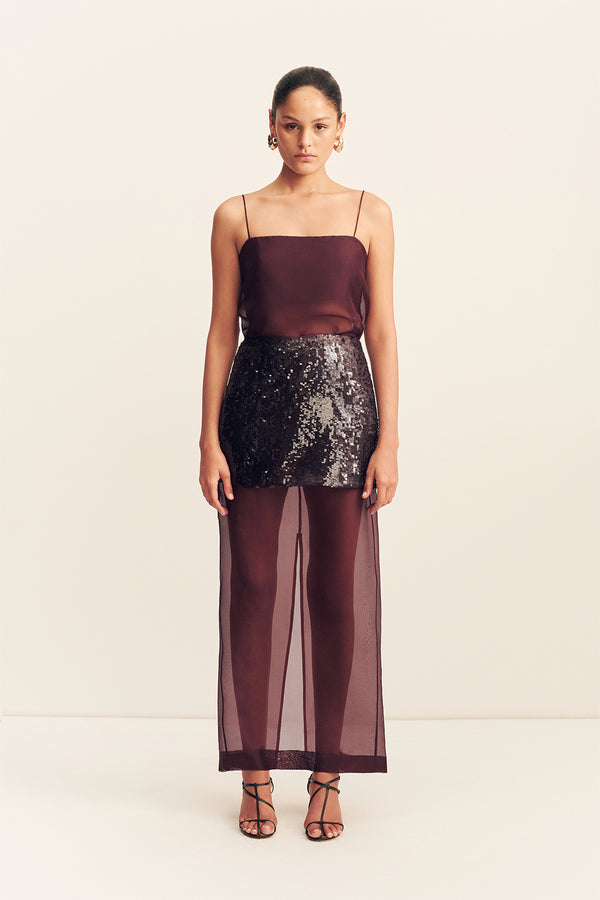 AMERIE SILK SEQUIN MAXI SKIRT - PORT ROYALE_F