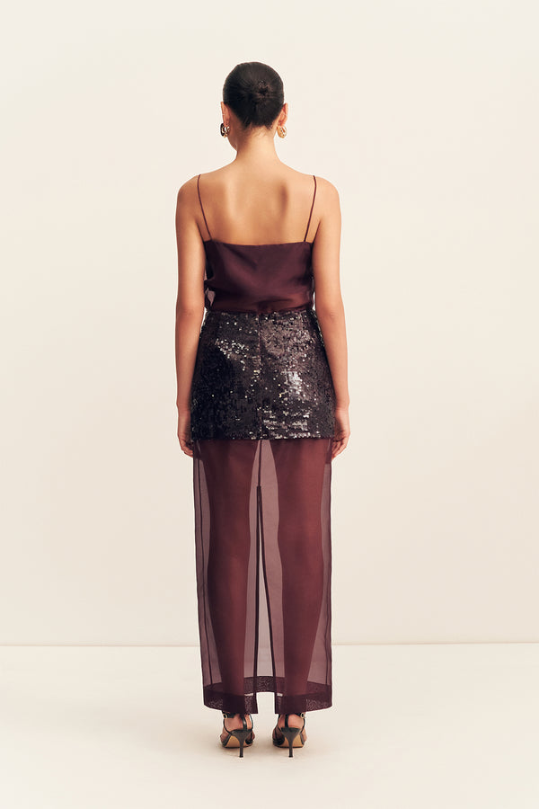AMERIE SILK SEQUIN MAXI SKIRT - PORT ROYALE