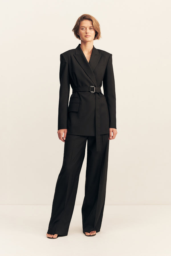 CASTRO BELTED BLAZER - BLACK_F