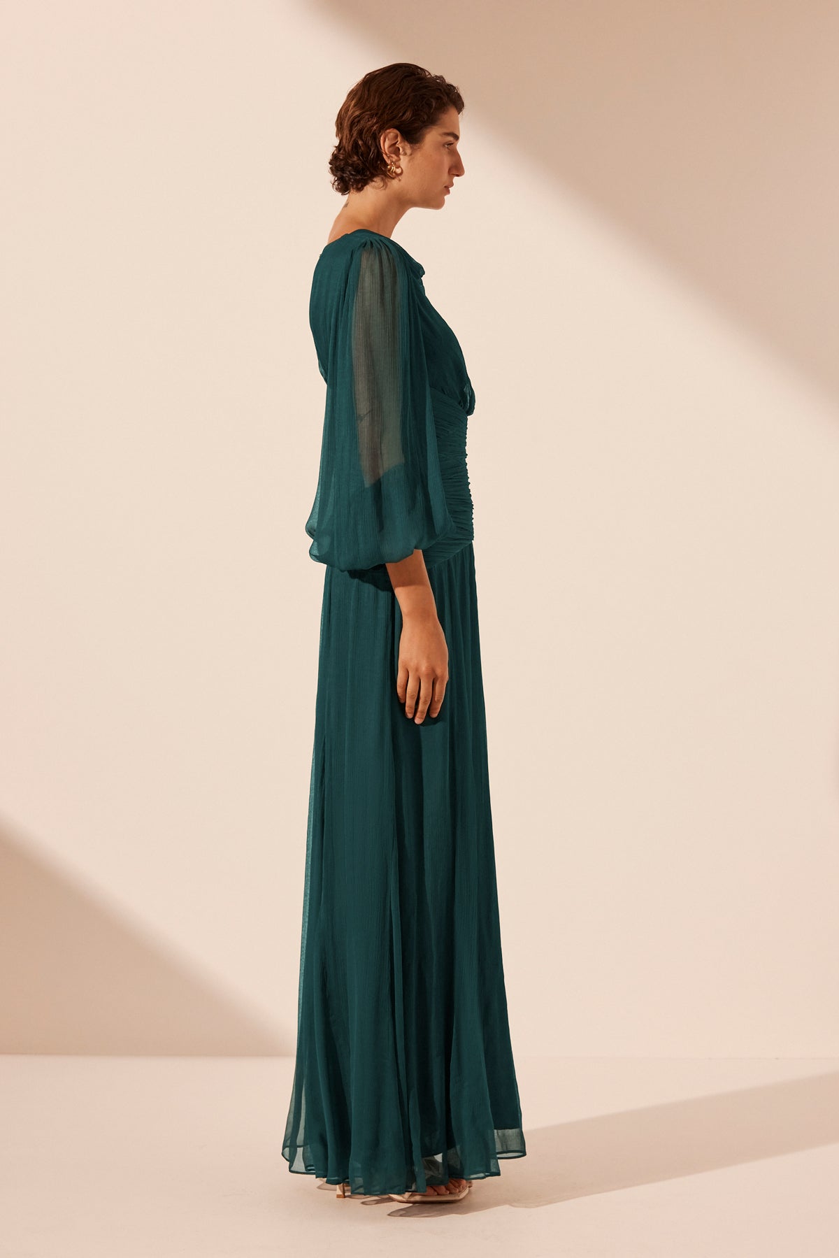 LAYLA PANELLED LONG SLEEVE MAXI DRESS DARK TEAL DRESSES SHONA JOY Shona Joy