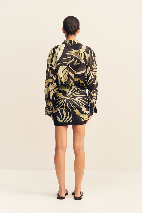 CELINA COTTON VOILE SHIRT- PISTACHIO/BLACK