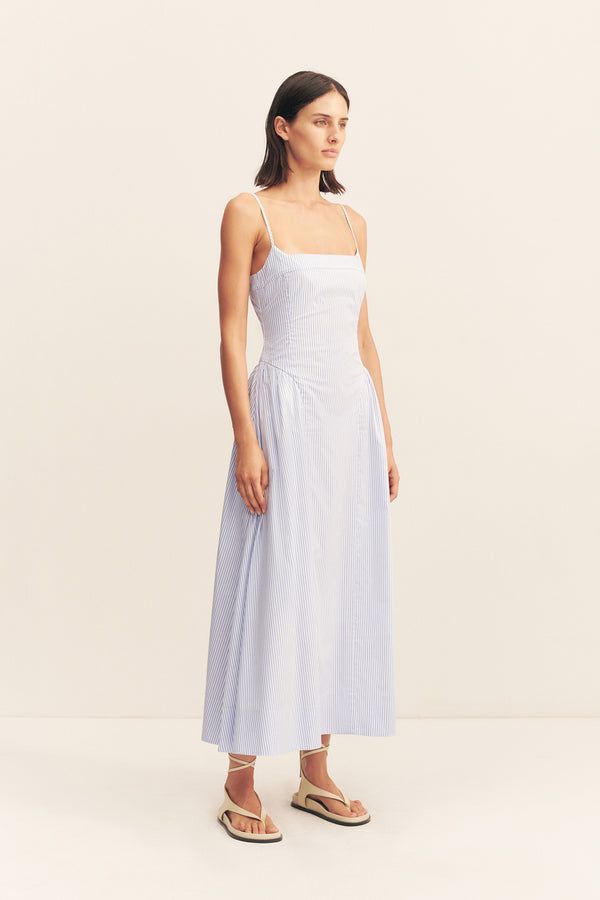 SAUNDERS SQUARE NECK PANELLED MIDI DRESS