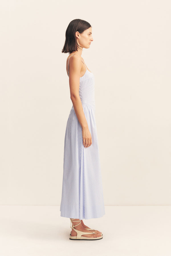 SAUNDERS SQUARE NECK PANELLED MIDI DRESS