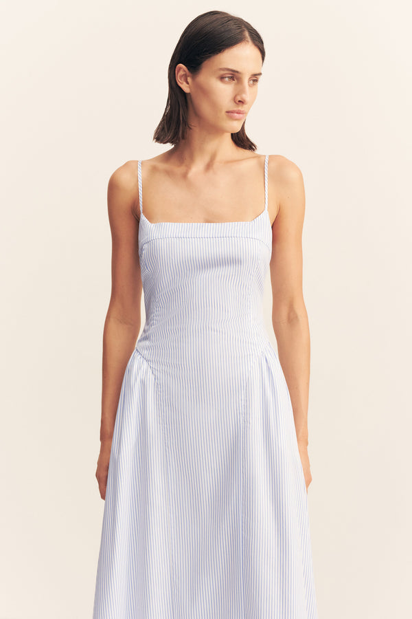 SAUNDERS SQUARE NECK PANELLED MIDI DRESS