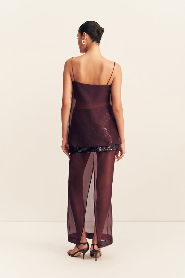TIBBY SILK ORGANZA CAMI - PORT ROYALE