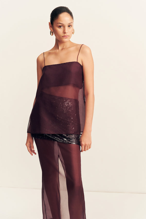TIBBY SILK ORGANZA CAMI - PORT ROYALE