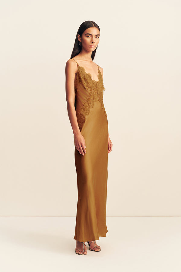 SIMONA LACE SLIP MAXI DRESS - MEDALLION