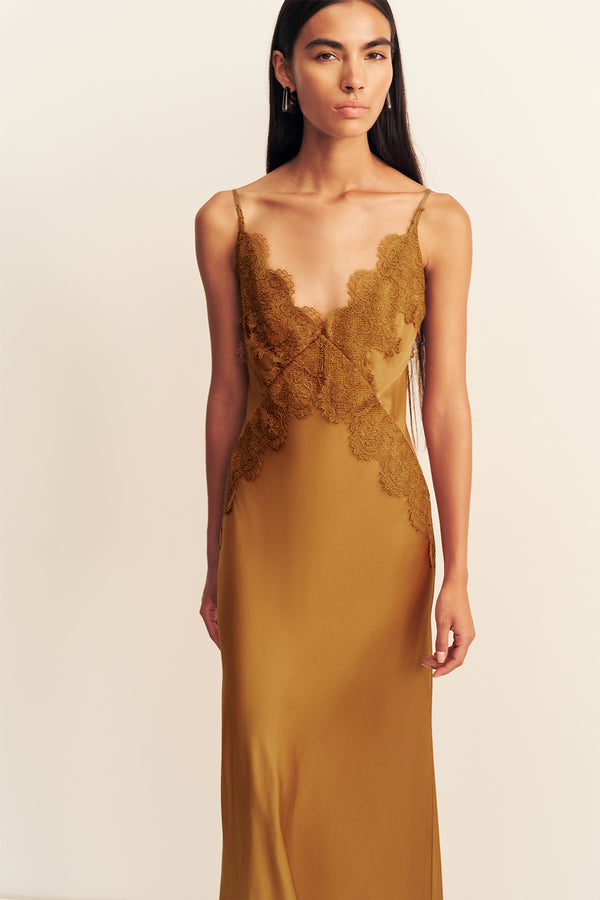 SIMONA LACE SLIP MAXI DRESS - MEDALLION
