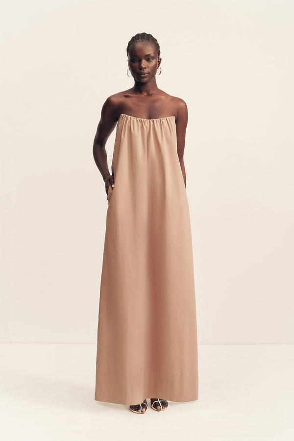 CAMPBELL STRAPLESS MAXI DRESS - CLAY_F