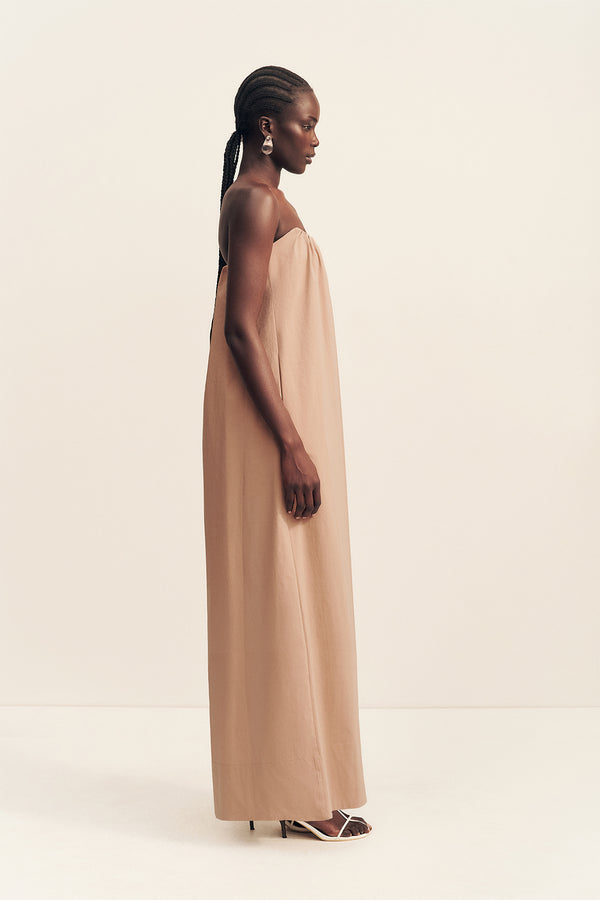 CAMPBELL STRAPLESS MAXI DRESS - CLAY