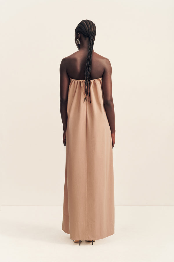 CAMPBELL STRAPLESS MAXI DRESS - CLAY