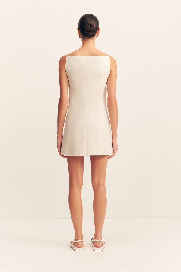 ELLIOT SQUARE NECK MINI DRESS - PARCHMENT