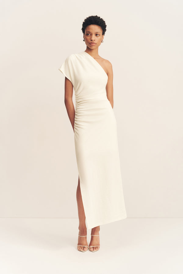 BEAU ASYMMETRICAL MIDI DRESS - IVORY_F