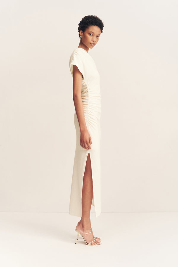 BEAU ASYMMETRICAL MIDI DRESS - IVORY_S