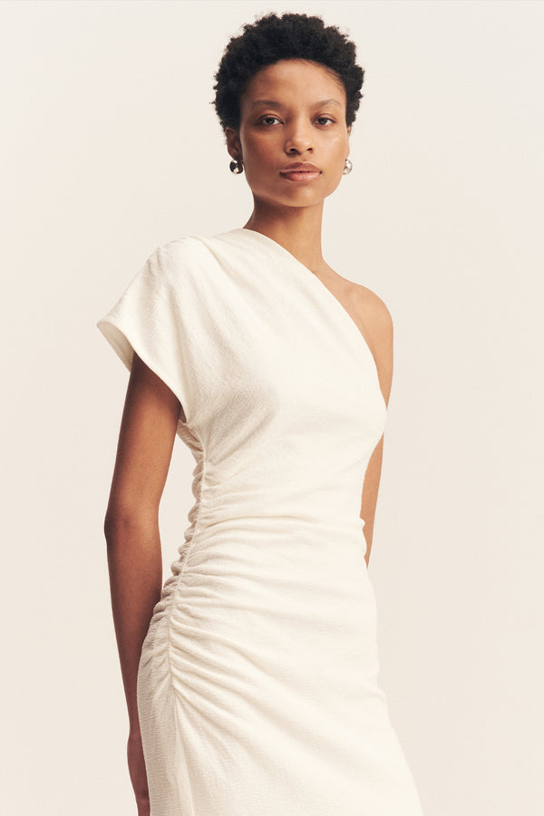 BEAU ASYMMETRICAL MIDI DRESS - IVORY_D