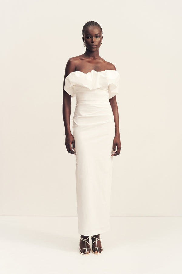 CAMPBELL STRAPLESS BUBBLE MAXI DRESS - IVORY_F