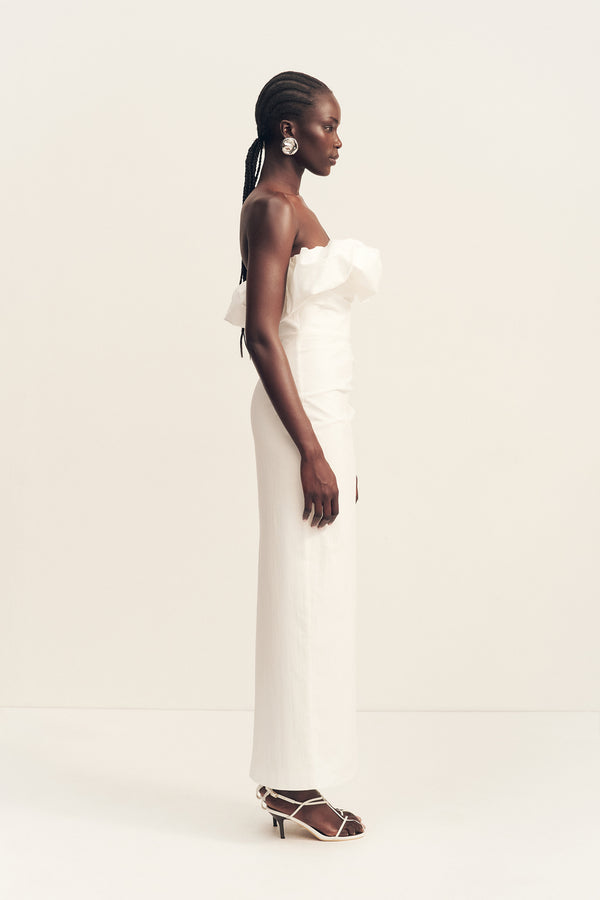 CAMPBELL STRAPLESS BUBBLE MAXI DRESS - IVORY