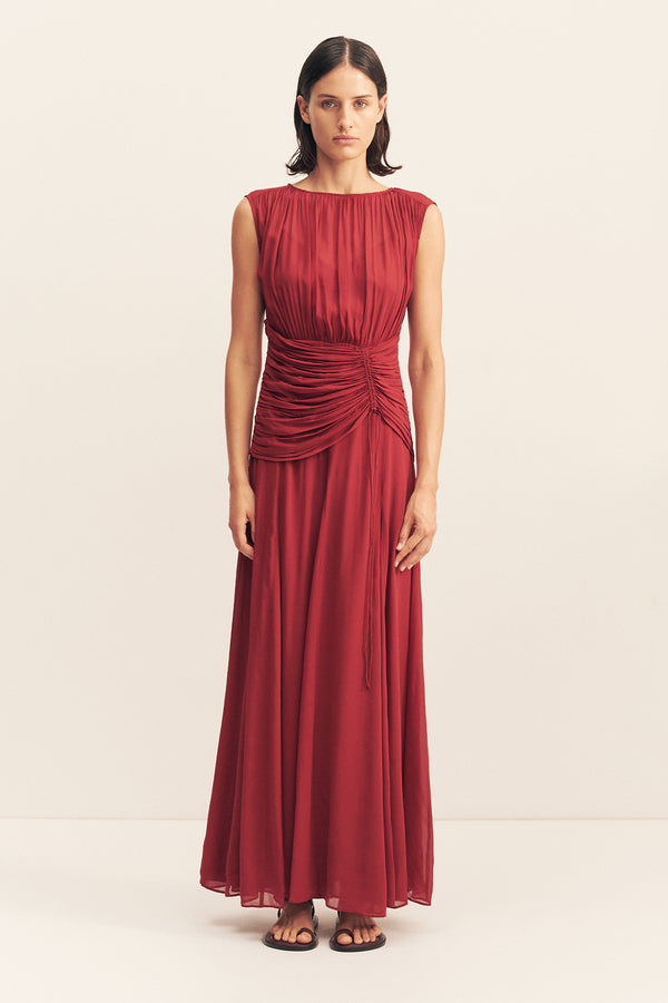 ROWE HIGH NECK MAXI DRESS - SANGRIA_F
