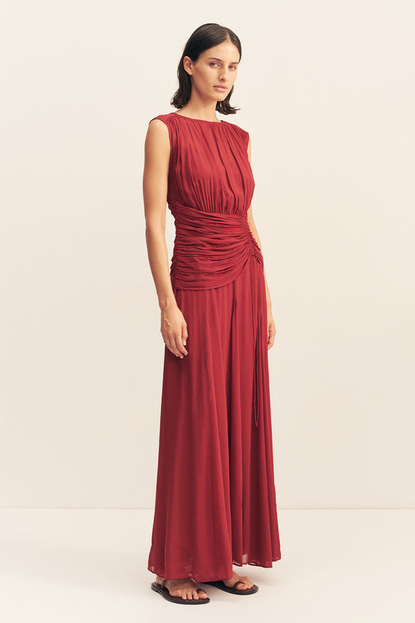 ROWE HIGH NECK MAXI DRESS - SANGRIA_A