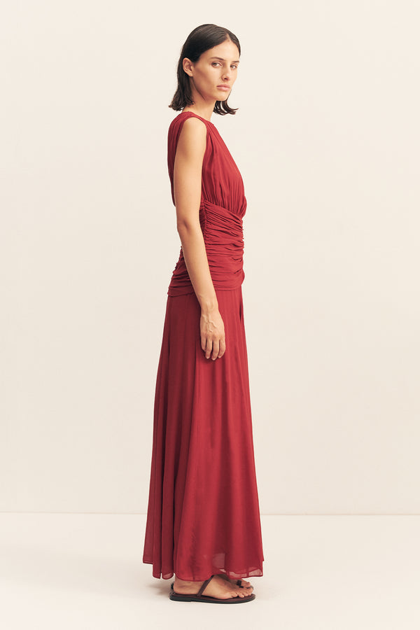 ROWE HIGH NECK MAXI DRESS - SANGRIA_S