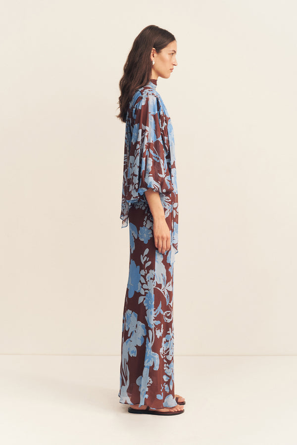 OLSON PLUNGE BALLOON SLEEVE MAXI DRESS_S