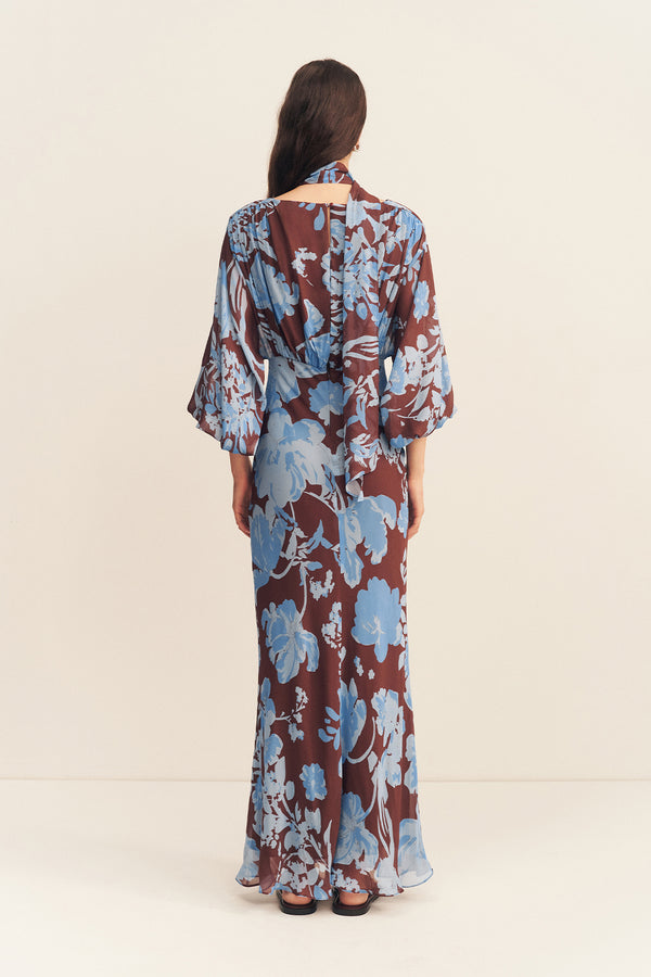 OLSON PLUNGE BALLOON SLEEVE MAXI DRESS_B