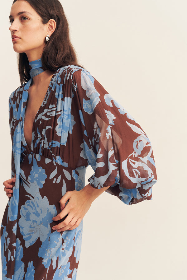 OLSON PLUNGE BALLOON SLEEVE MAXI DRESS_D