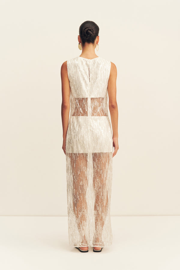 VIVA SEQUIN SPLICED MAXI DRESS - IVORY
