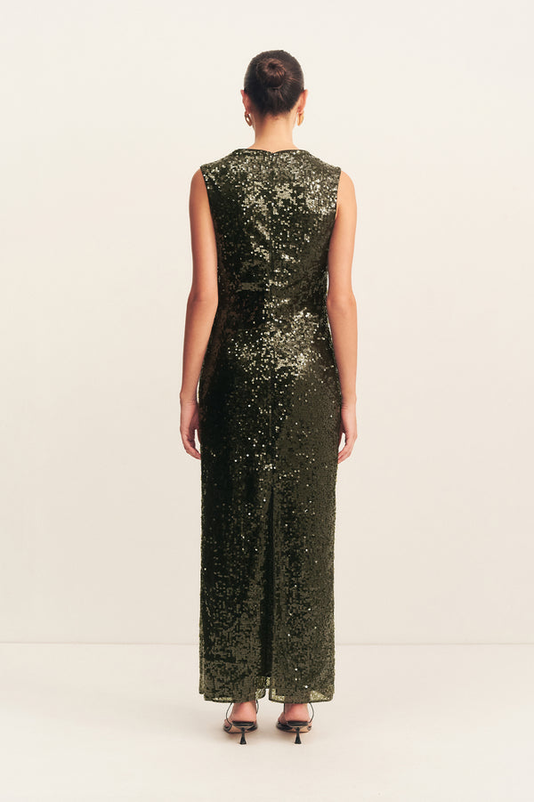 OLYMPIA HIGH NECK SLEEVELESS MAXI DRESS