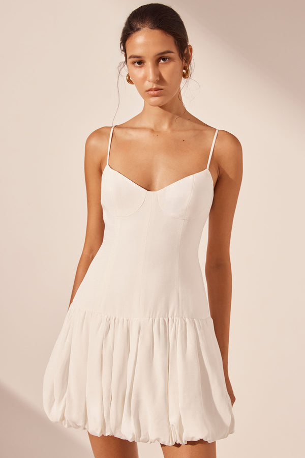 VENTO BUSTIER BUBBLE MINI DRESS - IVORY_D