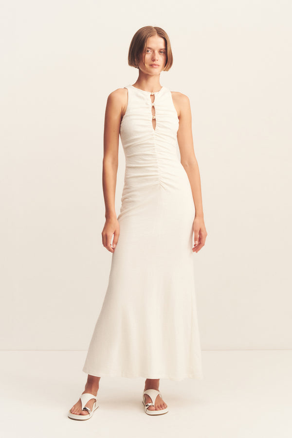 BEAU GATHERED MAXI DRESS - IVORY_F