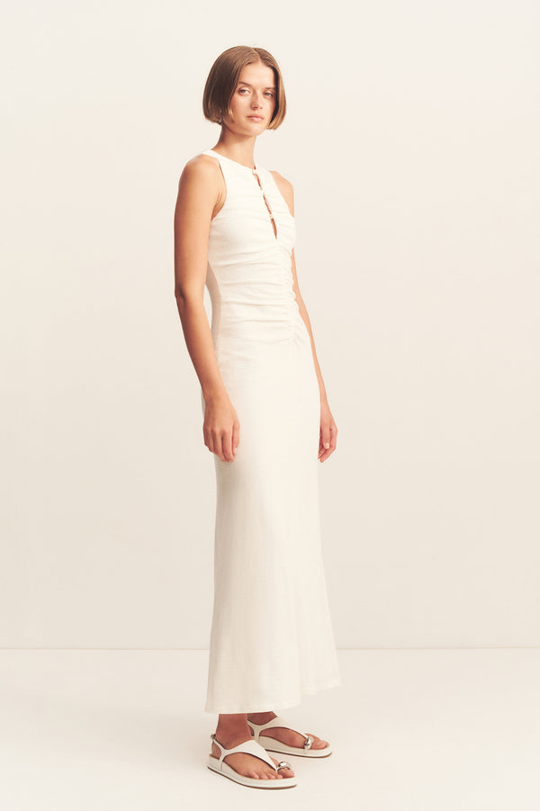BEAU GATHERED MAXI DRESS - IVORY