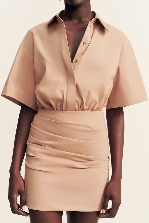 Campbell Shirt Fitted Mini Dress | Clay | Dresses