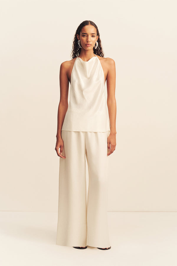 HUXLEY TEXTURED OPEN BACK TOP - VANILLA_F