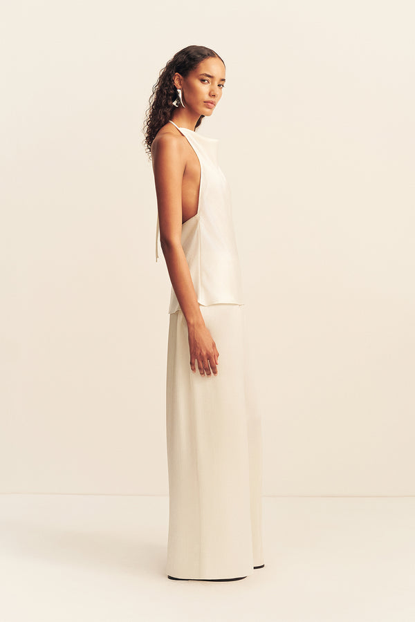 HUXLEY TEXTURED OPEN BACK TOP - VANILLA