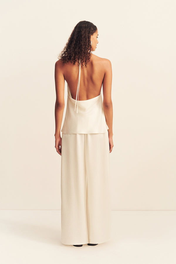 HUXLEY TEXTURED OPEN BACK TOP - VANILLA