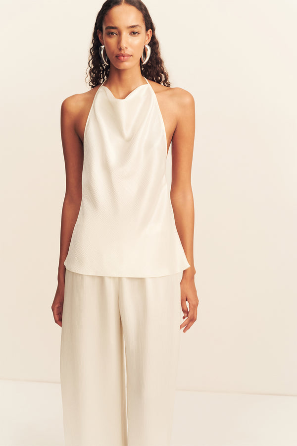 HUXLEY TEXTURED OPEN BACK TOP - VANILLA