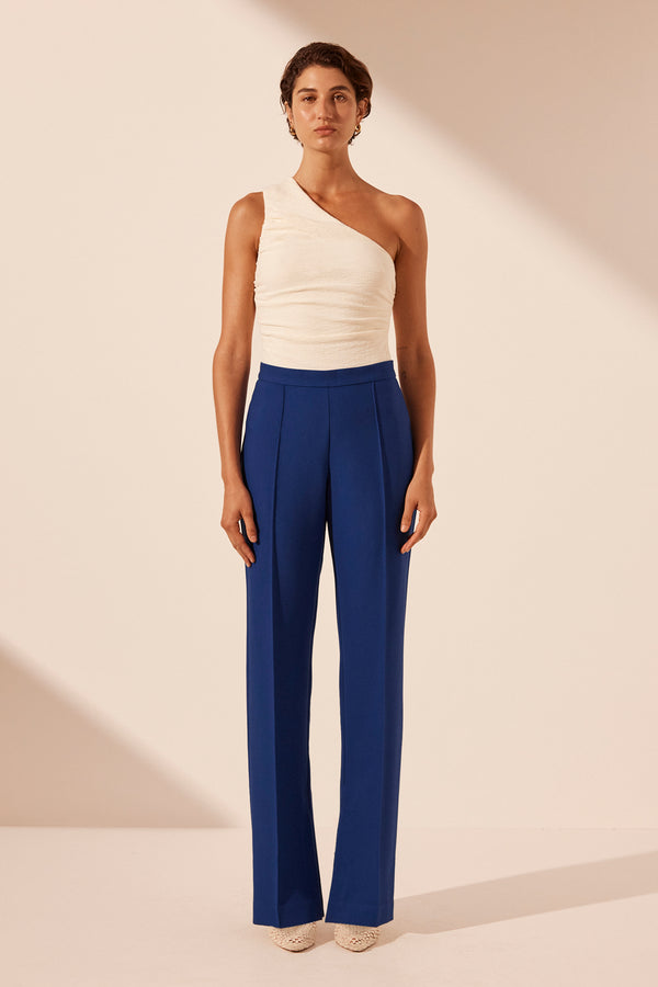IRENA PINTUCK STRAIGHT LEG PANT - AZURE_F