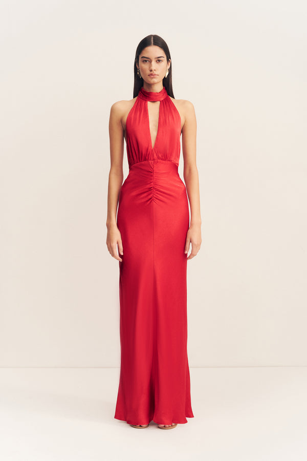 TATUM HALTER NECK MAXI DRESS - GRENADINE_F