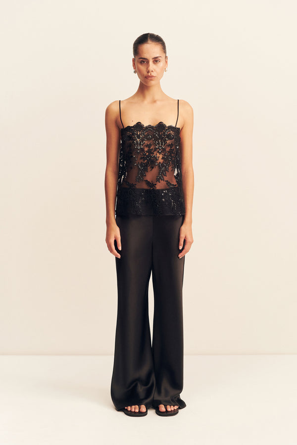 STARDUST SEQUIN LACE CAMI - BLACK_F