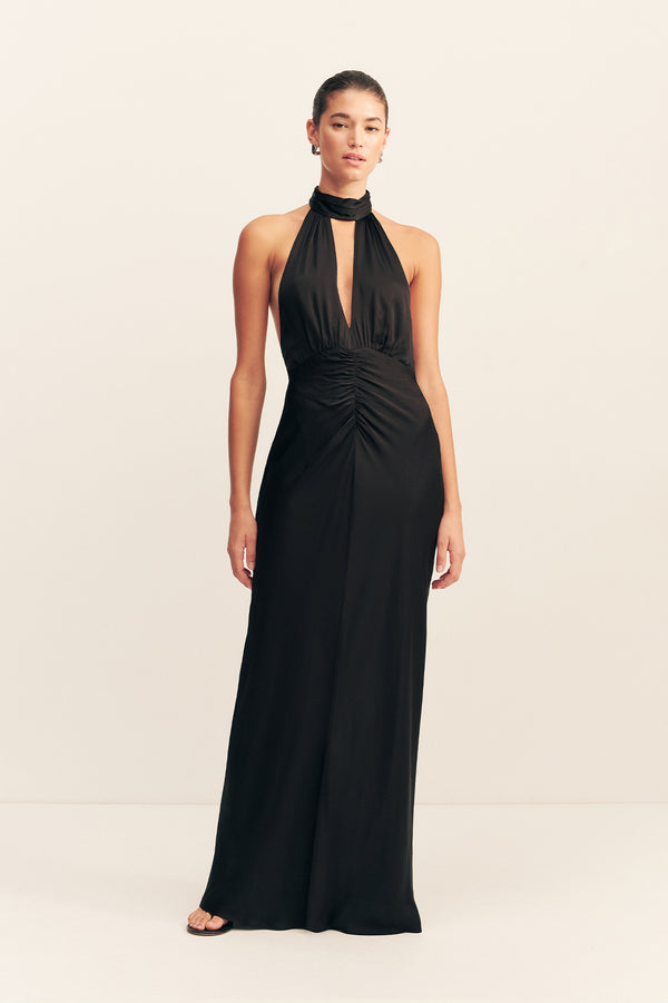 AGNES HALTER NECK MAXI DRESS - BLACK_F