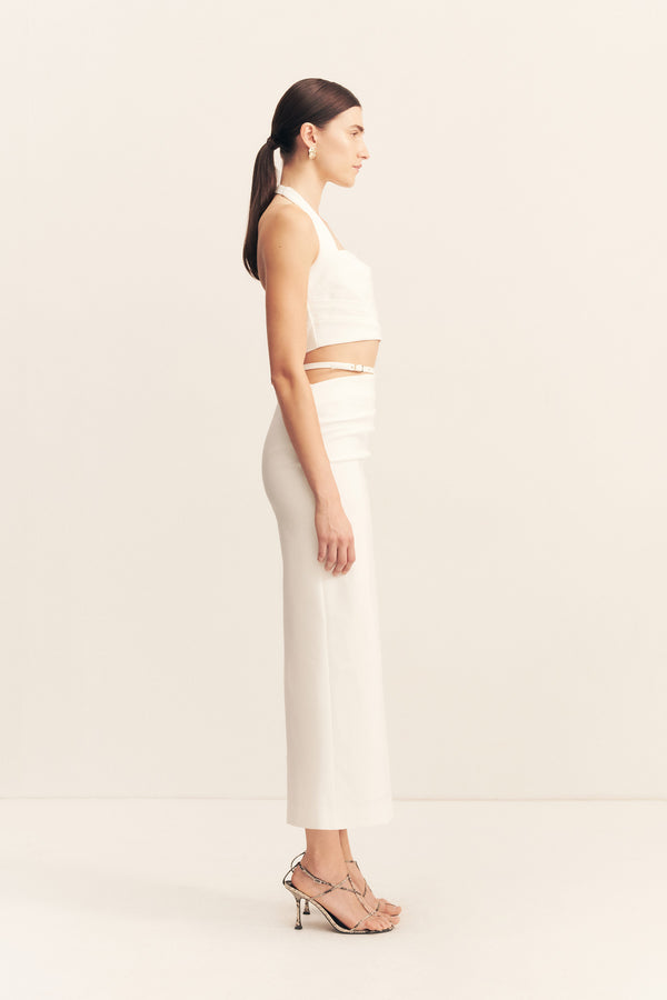 LANI CROPPED HALTER TOP - WHITE