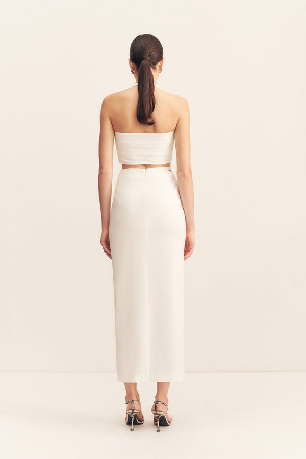 LANI DRAPED MIDI SKIRT - WHITE