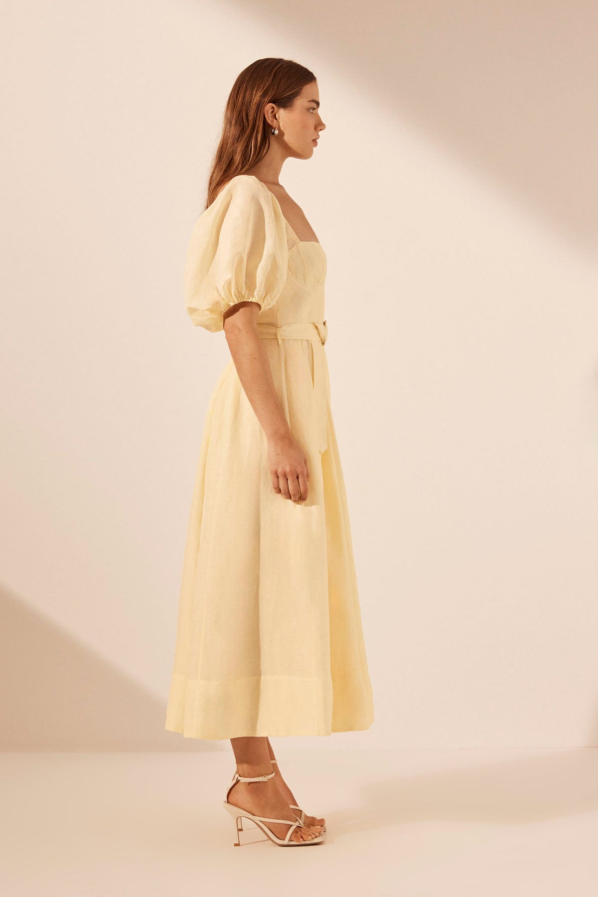 Soller Short Sleeve Panelled Midi Dress, Tangerine