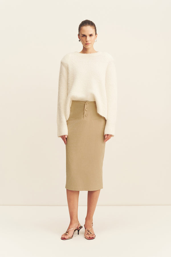 KORINE BOUCLE KNIT WITH SHOULDER PAD - SNOW WHITE_F