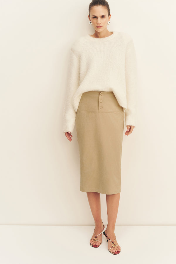 KORINE BOUCLE KNIT WITH SHOULDER PAD - SNOW WHITE